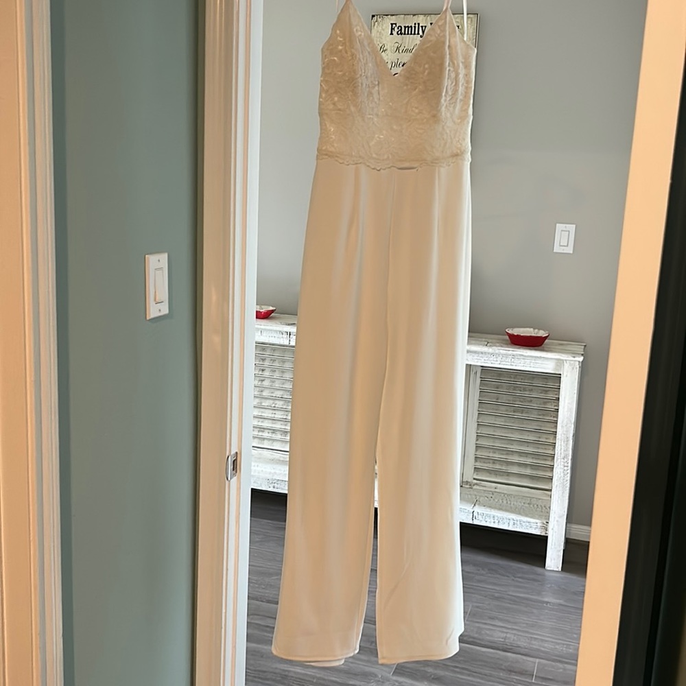 White Jumpsuit with Lace Top